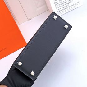Сумка Hermes Kelly через плечо, черная с золотыми серебряными зас