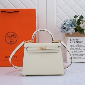 Сумка Hermes Kelly через плечо, молочно-белая серебряной застежко