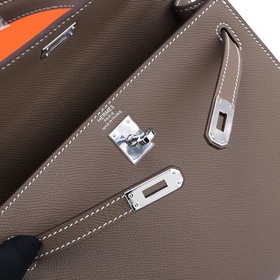 Сумка Hermes Kelly через плечо, слоновая кость с золотой и серебр