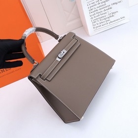 Сумка Hermes Kelly через плечо, слоновая кость с золотой и серебр