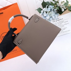 Сумка Hermes Kelly через плечо, слоновая кость с золотой и серебр