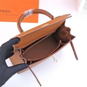 Сумка Hermes Kelly через плечо, золотисто-коричневая с золотыми с