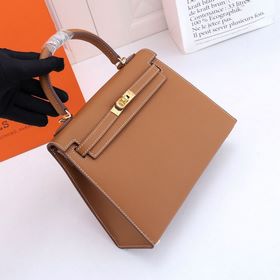 Сумка Hermes Kelly через плечо, золотисто-коричневая с золотыми с