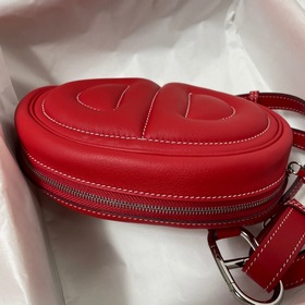 Hermès Свиной нос поясная сумка ярко-красная с летним розовым Swi