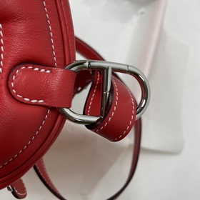 Hermès Свиной нос поясная сумка ярко-красная с летним розовым Swi