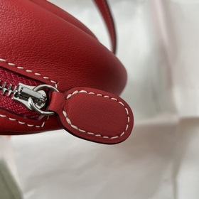 Hermès Свиной нос поясная сумка ярко-красная с летним розовым Swi