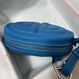 Hermès «Свиной нос» поясная сумка, синий с красным