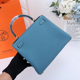 Сумка Hermes Kelly с одним плечевым ремнем, кожа цвета джинсового