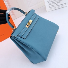 Сумка Hermes Kelly с одним плечевым ремнем, кожа цвета джинсового