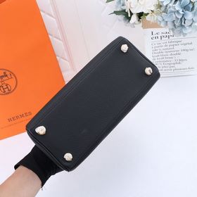 Сумка Hermes Kelly через плечо, черная с золотыми серебряными зас