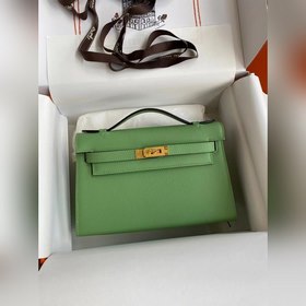 Hermes Mini Kelly PouchetteСумка-клатч, цвет авокадо, золотая и с
