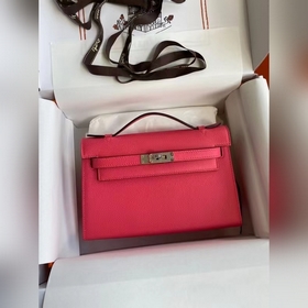 Hermes Mini Kelly PouchetteСумка для рук серебристой застежкой в