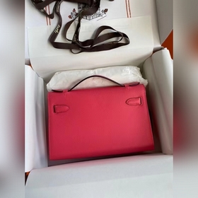 Hermes Mini Kelly PouchetteСумка для рук серебристой застежкой в 