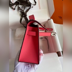 Hermes Mini Kelly PouchetteСумка для рук серебристой застежкой в 