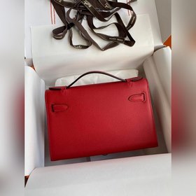 Hermes Mini Kelly PouchetteСумка-клатч, ярко-красная с золотыми с