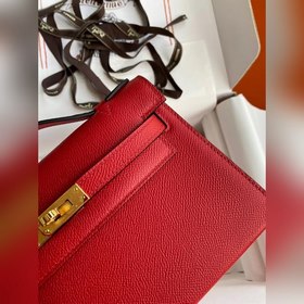 Hermes Mini Kelly PouchetteСумка-клатч, ярко-красная с золотыми с