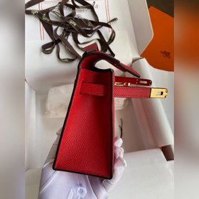 Hermes Mini Kelly PouchetteСумка-клатч, ярко-красная с золотыми с