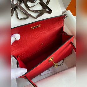 Hermes Mini Kelly PouchetteСумка-клатч, ярко-красная с золотыми с