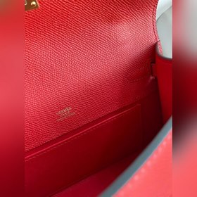 Hermes Mini Kelly PouchetteСумка-клатч, ярко-красная с золотыми с