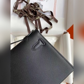 Hermes Mini Kelly Pouchette Сумка через плечо, черная с золотыми 