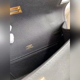 Hermes Mini Kelly Pouchette Сумка через плечо, черная с золотыми 
