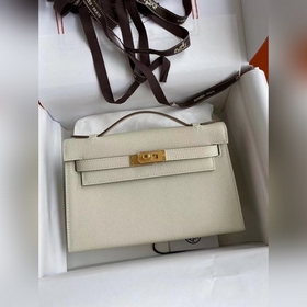 Hermes Mini Kelly Pouchette Сумка-клатч, цвет молочного коктейля,