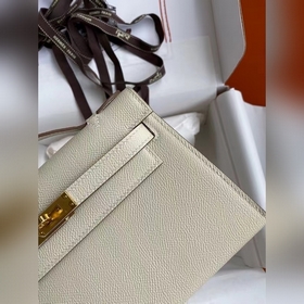 Hermes Mini Kelly Pouchette Сумка-клатч, цвет молочного коктейля,