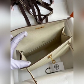 Hermes Mini Kelly Pouchette Сумка-клатч, цвет молочного коктейля,