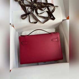 Hermes Mini Kelly Pouchette Сумка с ручкой, драгоценно-красная с 