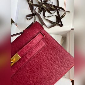 Hermes Mini Kelly Pouchette Сумка с ручкой, драгоценно-красная с 