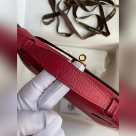 Hermes Mini Kelly Pouchette Сумка с ручкой, драгоценно-красная с 