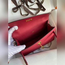 Hermes Mini Kelly Pouchette Сумка с ручкой, драгоценно-красная с 
