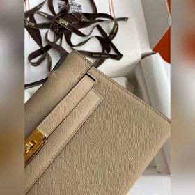 Hermes Mini Kelly Pouchette Сумка-клатч, серо-золотая застежка. ,
