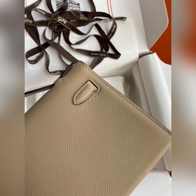Hermes Mini Kelly Pouchette Сумка-клатч, серо-золотая застежка. ,