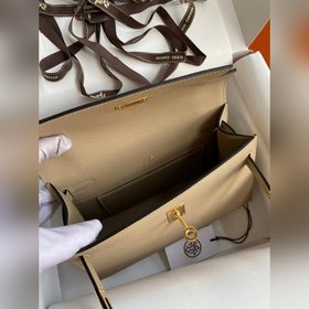 Hermes Mini Kelly Pouchette Сумка-клатч, серо-золотая застежка. ,
