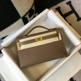 Hermes Mini Kelly Pouchette Сумка-клатч, слоновая кость с золотым
