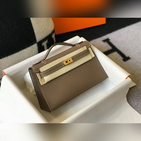 Hermes Mini Kelly Pouchette Сумка-клатч, слоновая кость с золотым