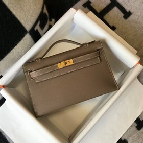 Hermes Mini Kelly Pouchette Сумка-клатч, слоновая кость с золотым