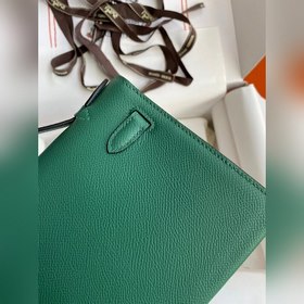 Hermes Mini Kelly Pouchette Сумка-клатч, зеленая с золотыми сереб