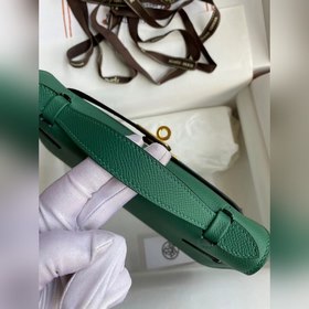 Hermes Mini Kelly Pouchette Сумка-клатч, зеленая с золотыми сереб