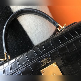 Hermès Ручная сумка из телячьей кожи с тиснением, внутренний слой