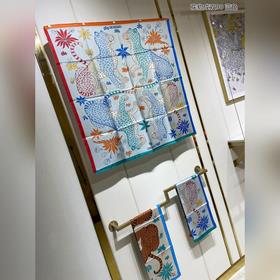 HERMES Двойной шелковый платок с леопардовым узором 90 100% шелк