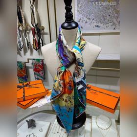 HERMES пляжный платок 90, шелковый платок, 100% шелк с косой текс