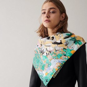 HERMES Пляжный платок 90% шелк 100% шелк с косой текстурой Нова