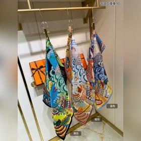 HERMES Космический дуэт 90 Шелковый платок 100% шелк с косой те