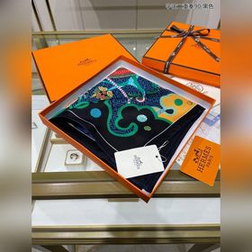 HERMES Космический дуэт 90 Шелковый платок 100% шелк с косой те