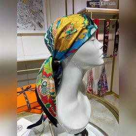 HERMES Космический дуэт 90 Шелковый платок 100% шелк с косой те