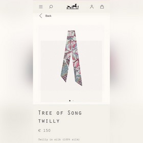 Hermes Tree Branch Song Small Silk Scarf Мягкий и приятный на ощу