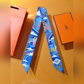 Hermès Twilly, шарф из шелка, 100% шелк, двойной, двусторонний Из
