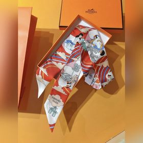 Hermès Twilly, шарф из шелка, 100% шелк, двойной, двусторонний Из